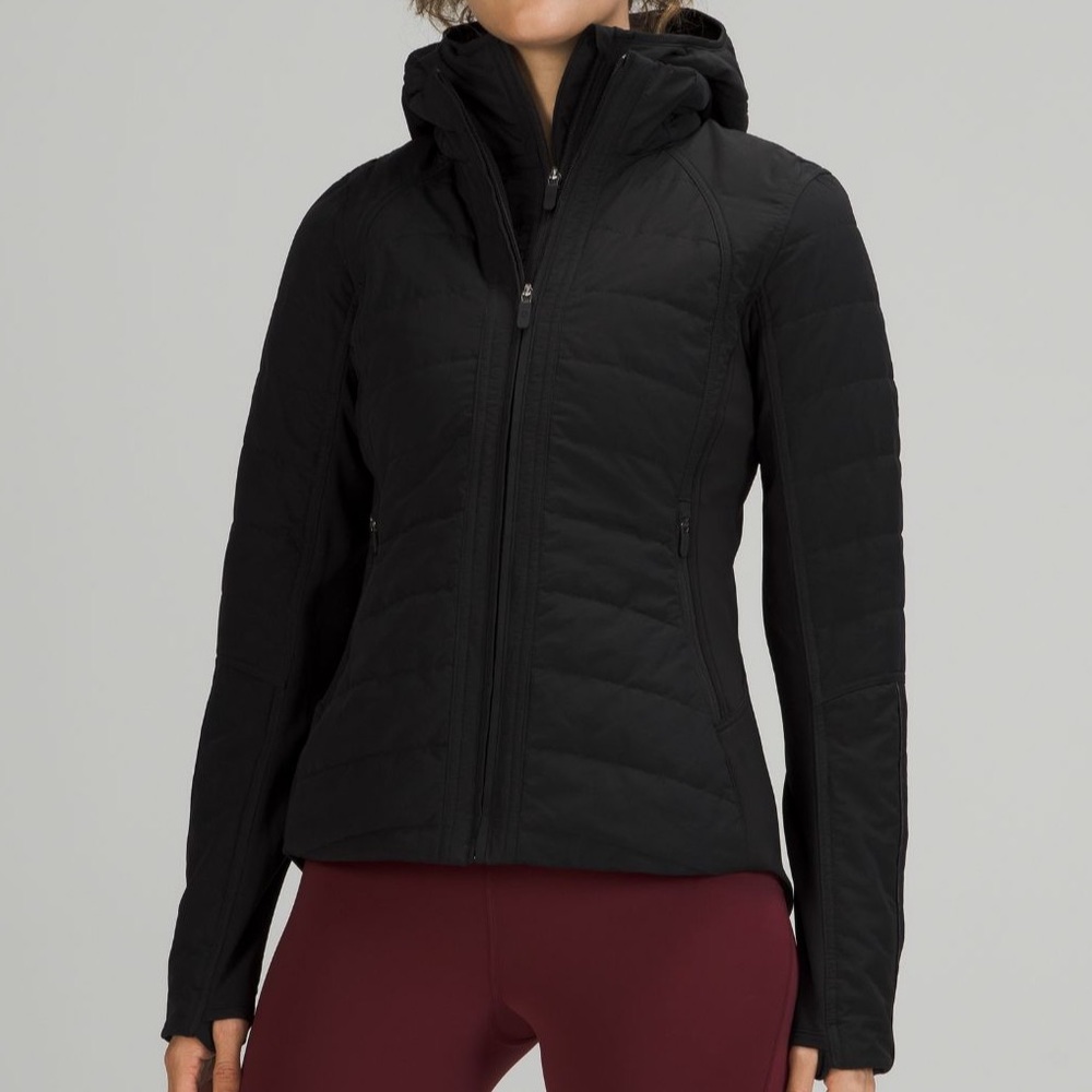 Black lulu puffer coat. Size 6